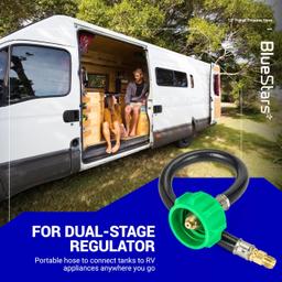 [1/4" Inverted Male Flare] PO2 12" inch Pigtail Propane Hose Connector, Connects QCC1 with Acme Nut - for 2-Stage Auto Changeover Regulator, Connects Propane Cylinder to RV Van Trailer Tank thumbnail 7