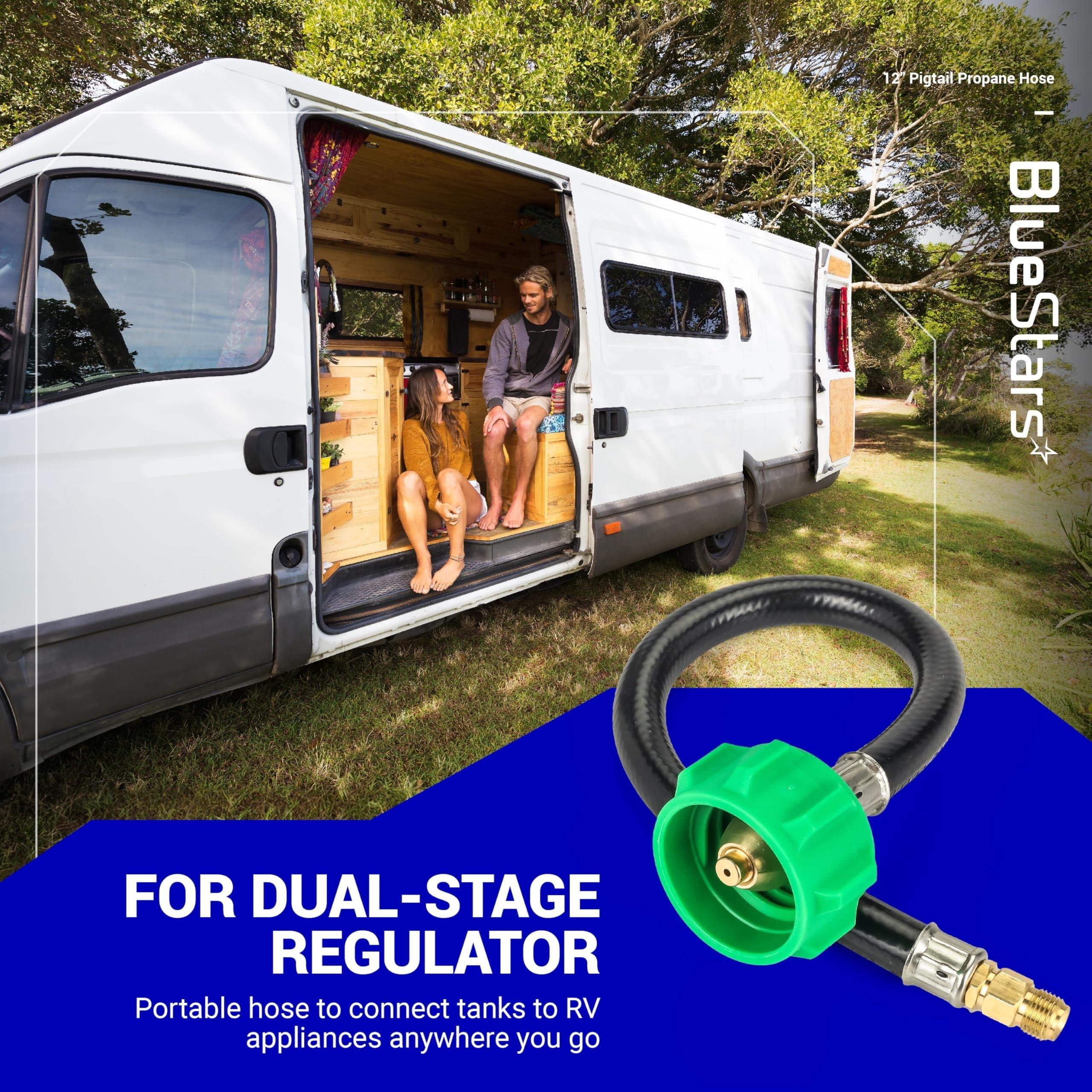 [1/4" Inverted Male Flare] PO2 12" inch Pigtail Propane Hose Connector, Connects QCC1 with Acme Nut - for 2-Stage Auto Changeover Regulator, Connects Propane Cylinder to RV Van Trailer Tank image 7