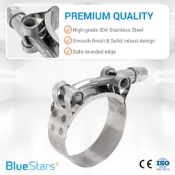 1.5" T-Bolt Hose Clamps with Working Range 44mm - 50mm, 304 Stainless Steel - Compatible with Automotive, Industrial, Marine, Household, Exhaust system, Turbo Intake, Intercooler Pipe - Pack of 2 thumbnail 2