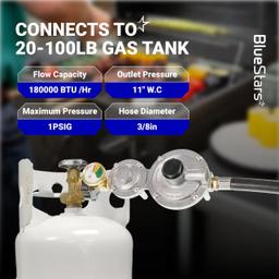 [CSA Certified] 10FT Two Stage Propane Regulator Hose and Gauge - Standard P.O.L Tank Connection and 3/8in Female Flare Fitting for Grill Heaters Fire Pit Gas Stove Generator thumbnail 4