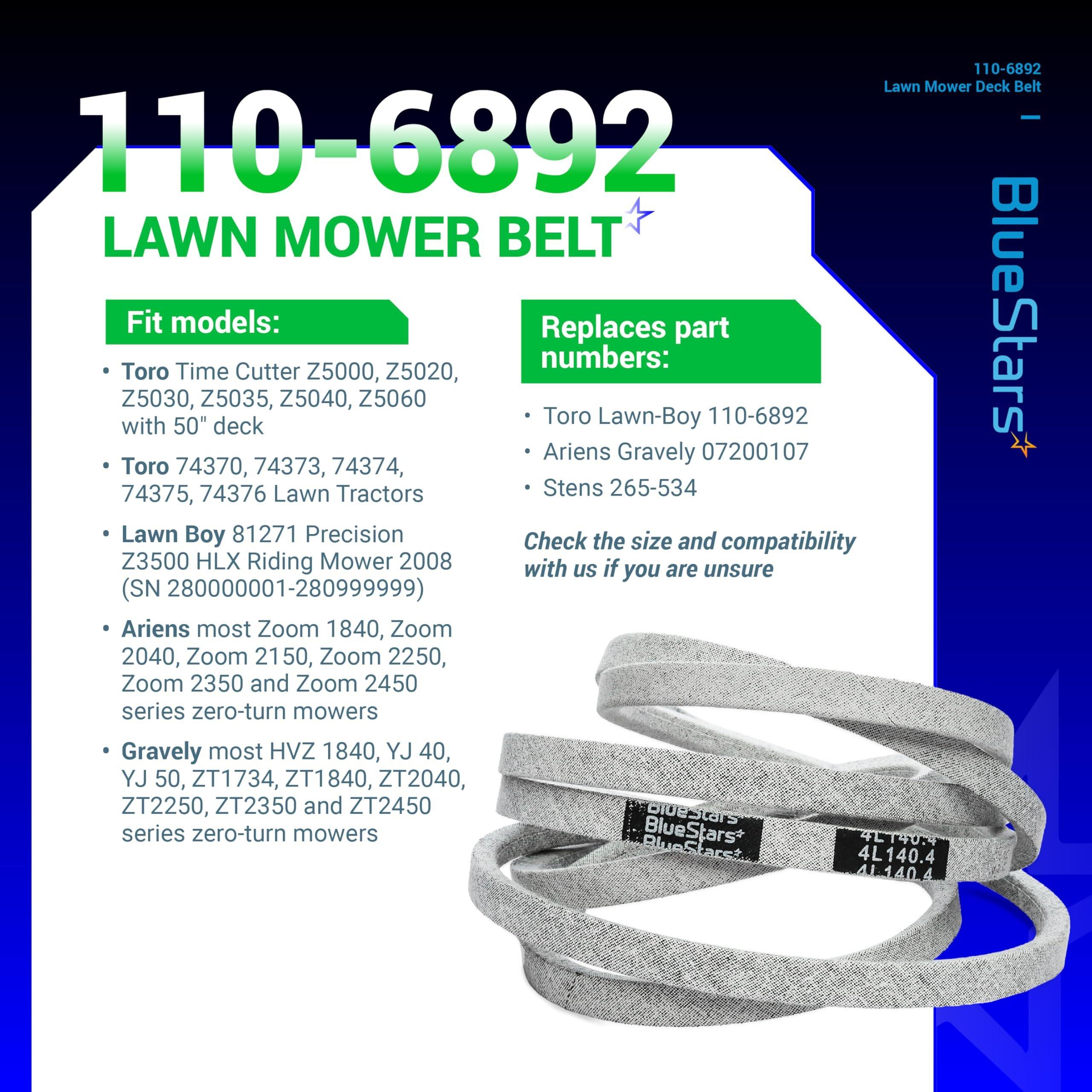 110-6892 Lawn Mower Deck Belt V-Belt - for 50" Deck Toro Time Cutter Z5000 Z5020 Z5030 Z5035 Z5040 ZZ5060 Ariens 07200107 | 1/2" x 140.4" image 3