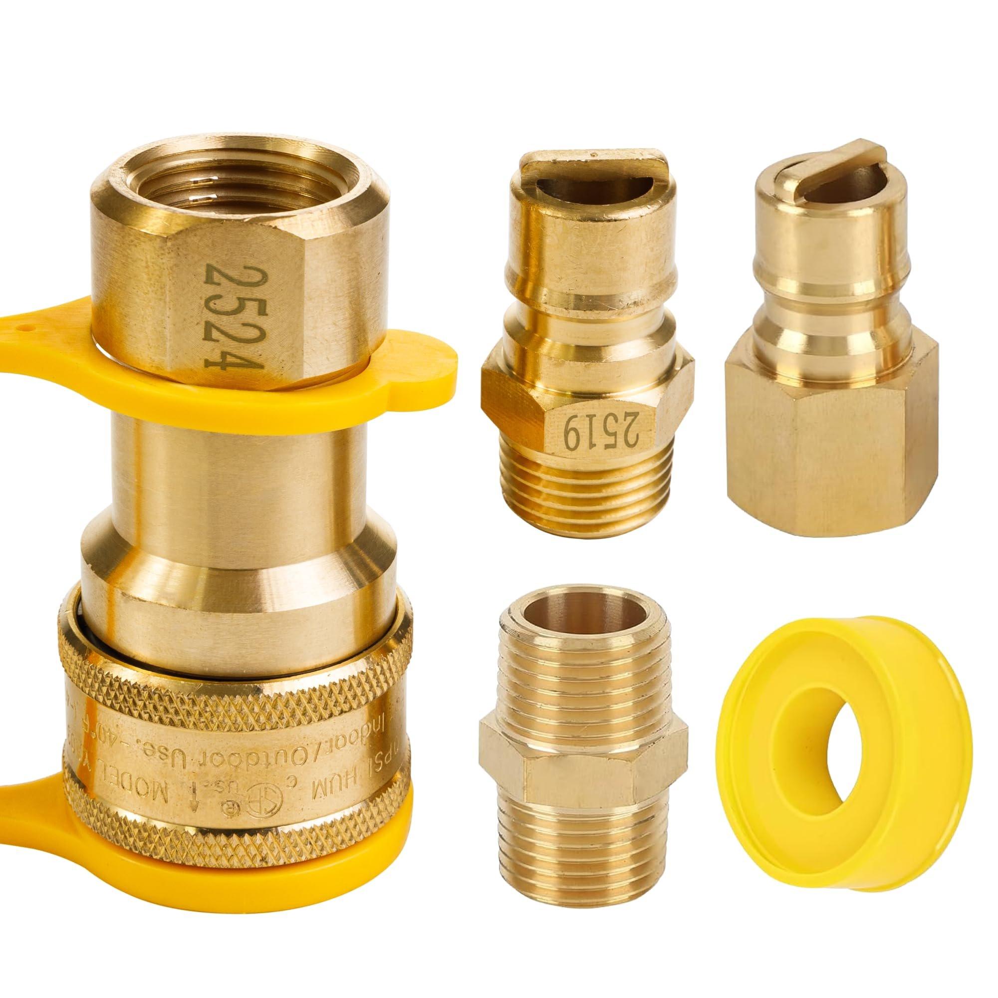 1/2" Gas Pressure Regulator, Adjustable Natural Gas and Liquefied Interchange Pressure Regulator with 2 Brass 1/2" NPT Conversion Adapters for NG/LPG Applications Grill, Heater, Oven, Stove image 0