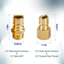 1/2" Gas Pressure Regulator, Adjustable Natural Gas and Liquefied Interchange Pressure Regulator with 2 Brass 1/2" NPT Conversion Adapters for NG/LPG Applications Grill, Heater, Oven, Stove thumbnail 2