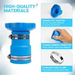 Pool Vacuum Hose Adapter Kit Replacement for Intex Adapter B - Fits 1.25" & 1.5" Above Ground Pool Skimmer Hoses - Includes Flexible Rubber Connectors & Stainless Steel Clamps - Pack of 2 thumbnail 5