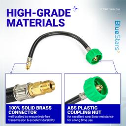 [1/4" Inverted Male Flare] PO2 12" inch Pigtail Propane Hose Connector, Connects QCC1 with Acme Nut - for 2-Stage Auto Changeover Regulator, Connects Propane Cylinder to RV Van Trailer Tank thumbnail 3