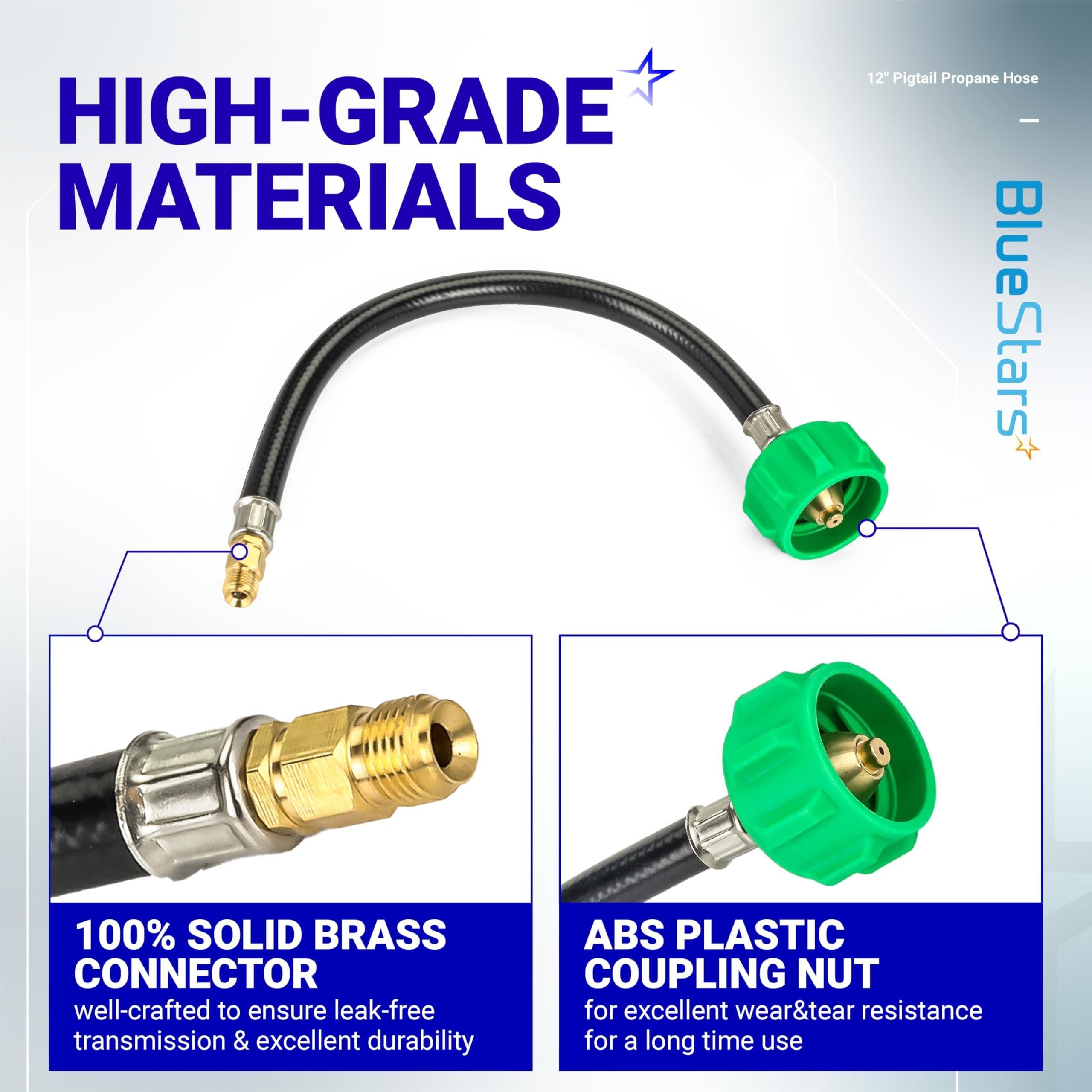 [1/4" Inverted Male Flare] PO2 12" inch Pigtail Propane Hose Connector, Connects QCC1 with Acme Nut - for 2-Stage Auto Changeover Regulator, Connects Propane Cylinder to RV Van Trailer Tank image 3