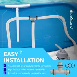 1.5" to 1.5" T-Joint Pool Hose Connector with 3 Rubber O-Rings - 3-Way Filter Pump Hose Adapter for Above Ground Swimming Pool - Replacement for Intex Hayward Coleman Sand Filter Systems thumbnail 7