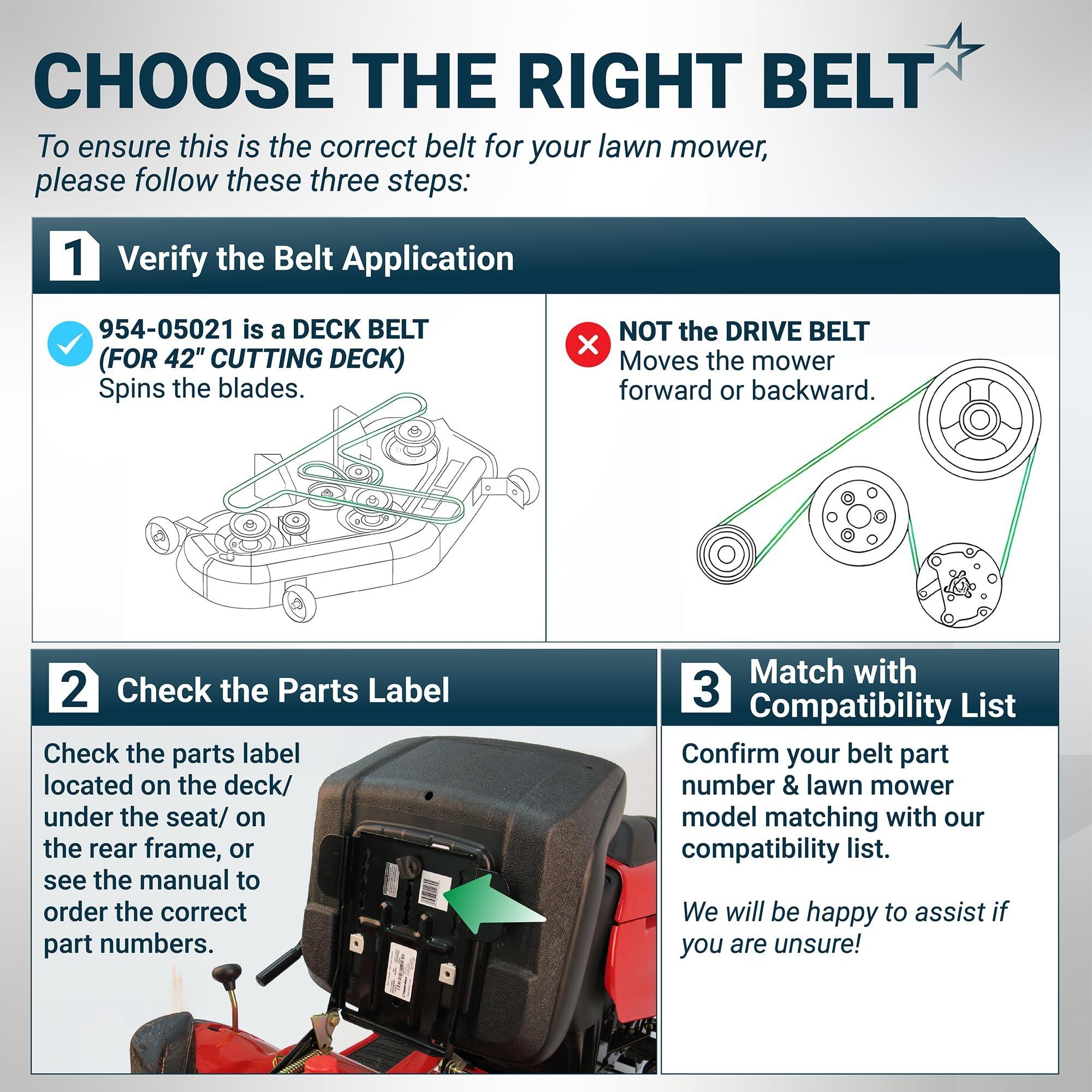 [Upgraded Grip120] 954-05021 Mower Deck Belt - for Cub Cadet Troy Bilt Super Bronco MTD Craftsman Lawn Tractor - Replaces 754-05021 490-501-C062 490-501-M062 | 99.75" x 0.5" image 6