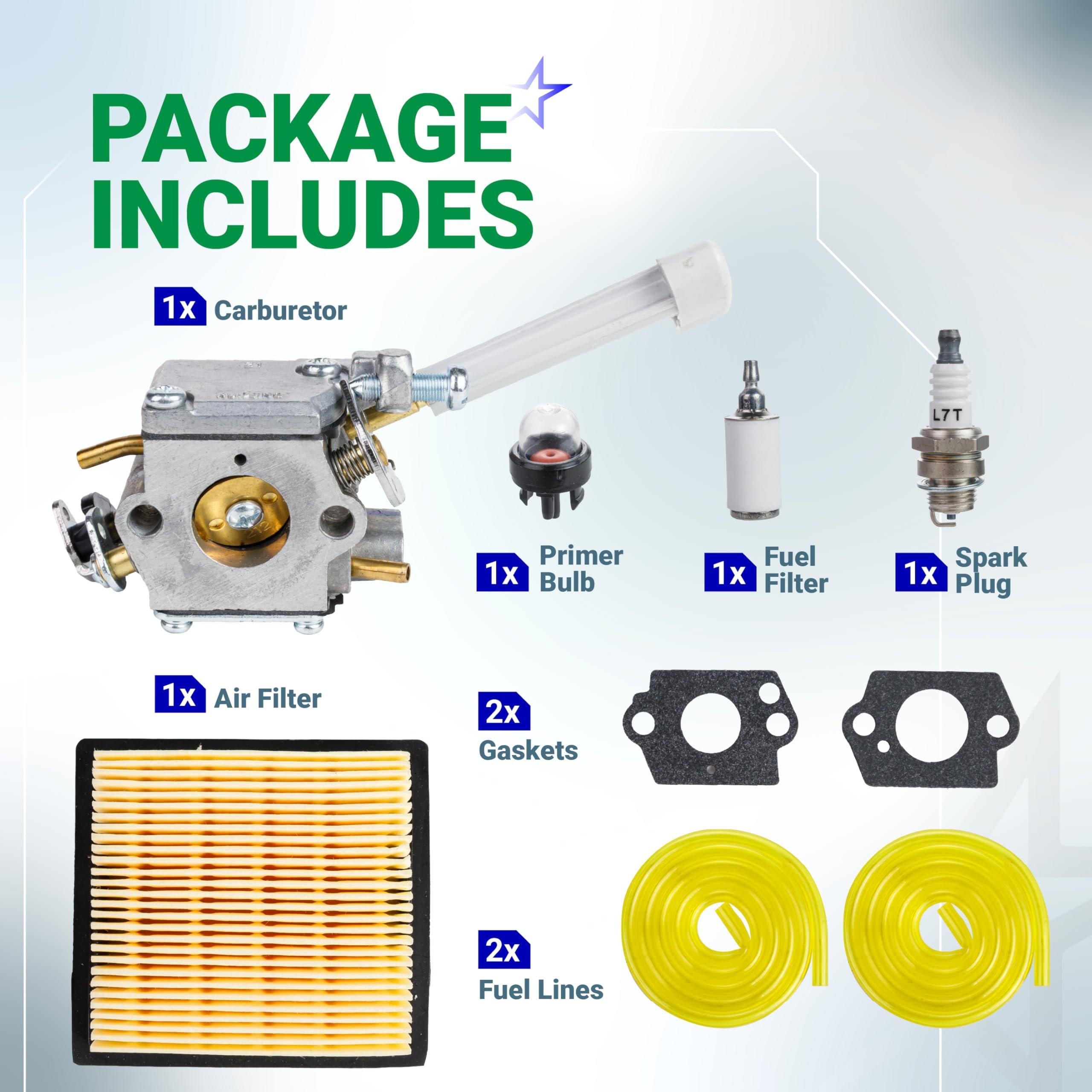 BP42 Carburetor - Compatible with Ryobi RY08420 RY08420A RY42WB RY42BPEMC Backpack Leaf Blower 308054093 900777005 308054079 WT-1086 Carb with Air Filter Fuel Filter Spark Plug Primer Bulb image 2
