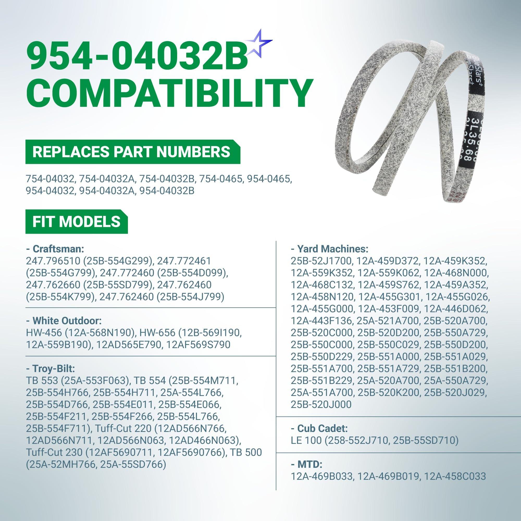 954-04032B Edger Drive Belt for Troy Bilt TB554 MTD Cub Cadet LE100 Bolens Craftsman Lawn Edger V-Belt - Replaces 754-04032B 754-0465, 954-0465 754-04032 954-04032A | 3/8" x 36" image 2