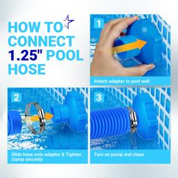 Pool Vacuum Hose Adapter Kit Replacement for Intex Adapter B - Fits 1.25" & 1.5" Above Ground Pool Skimmer Hoses - Includes Flexible Rubber Connectors & Stainless Steel Clamps - Pack of 2 thumbnail 8