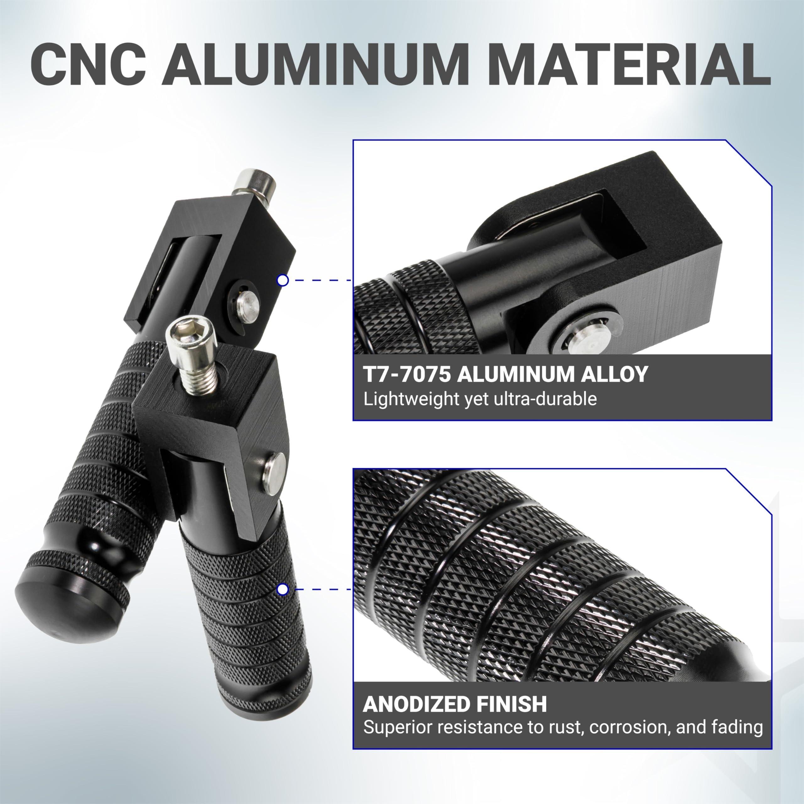 M8 Motorcycle Foldable Foot Pegs - CNC Aluminum 90° Foldable Anti-Slip Footrests - Universal Pedals for Bike E-Bike ATV UTV Dirt Bike Go Kart (Black) - Pack of 2 image 4