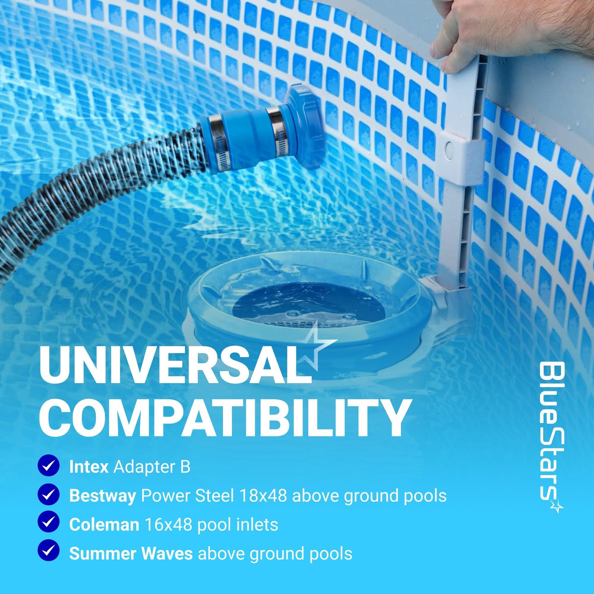 Pool Vacuum Hose Adapter Kit Replacement for Intex Adapter B - Fits 1.25" & 1.5" Above Ground Pool Skimmer Hoses - Includes Flexible Rubber Connectors & Stainless Steel Clamps - Pack of 2 image 4