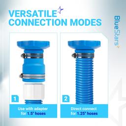 Pool Vacuum Hose Adapter Kit Replacement for Intex Adapter B - Fits 1.25" & 1.5" Above Ground Pool Skimmer Hoses - Includes Flexible Rubber Connectors & Stainless Steel Clamps - Pack of 2 thumbnail 3