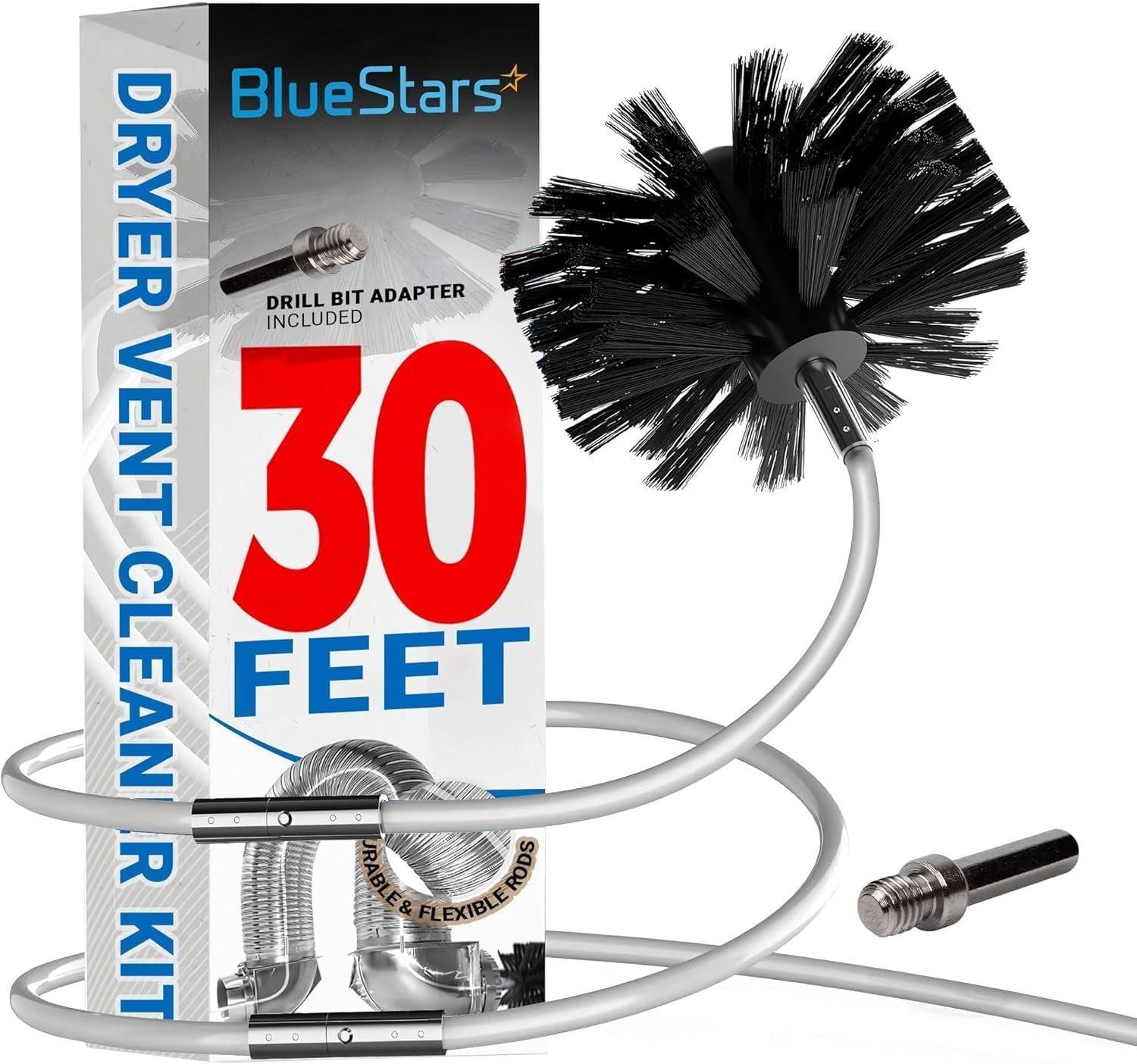 30 Feet Dryer Vent Cleaner Kit with Drill Attachment - Extendable Dryer Vent Cleaner Kit with Brush & 22 Detachable Rods - Compatible with Most Vacuum Cleaner image 0