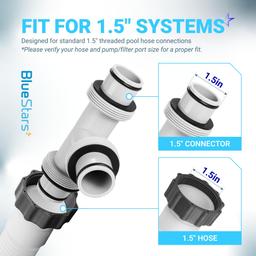 1.5" to 1.5" T-Joint Pool Hose Connector with 3 Rubber O-Rings - 3-Way Filter Pump Hose Adapter for Above Ground Swimming Pool - Replacement for Intex Hayward Coleman Sand Filter Systems thumbnail 3