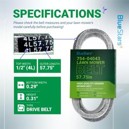 754-04043 Drive Belt Replacement - Fits Cub Cadet 954-04043A RZT 50 RZT42 RZT54 Troy Bilt Mustang XP Colt XP MTD 754-04043B 954-04043 754-04043A Lawn Mower | 1/2" x 57.75" thumbnail 1
