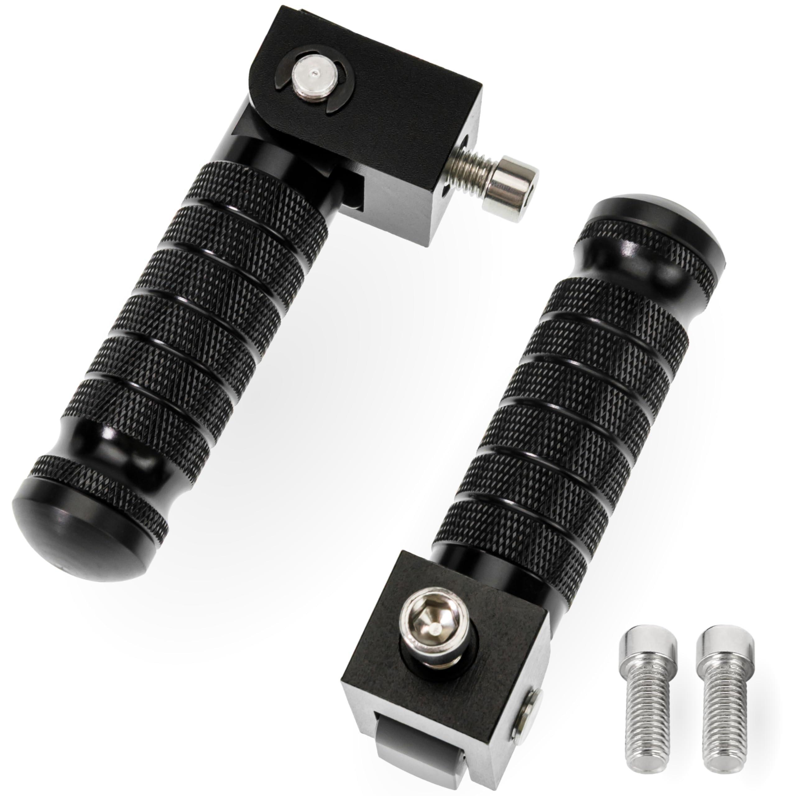 M8 Motorcycle Foldable Foot Pegs - CNC Aluminum 90° Foldable Anti-Slip Footrests - Universal Pedals for Bike E-Bike ATV UTV Dirt Bike Go Kart (Black) - Pack of 2 image 0