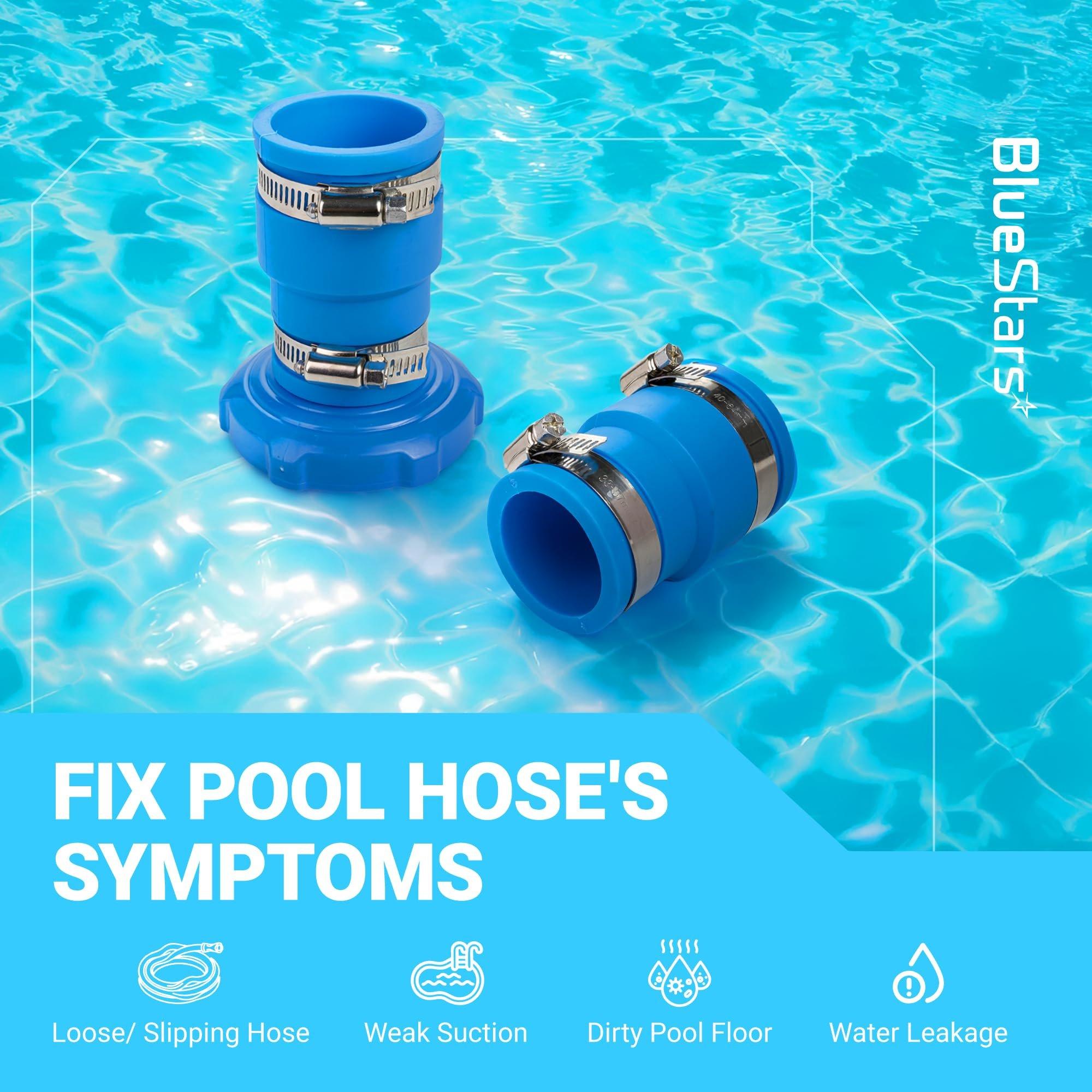 Pool Vacuum Hose Adapter Kit Replacement for Intex Adapter B - Fits 1.25" & 1.5" Above Ground Pool Skimmer Hoses - Includes Flexible Rubber Connectors & Stainless Steel Clamps - Pack of 2 image 6