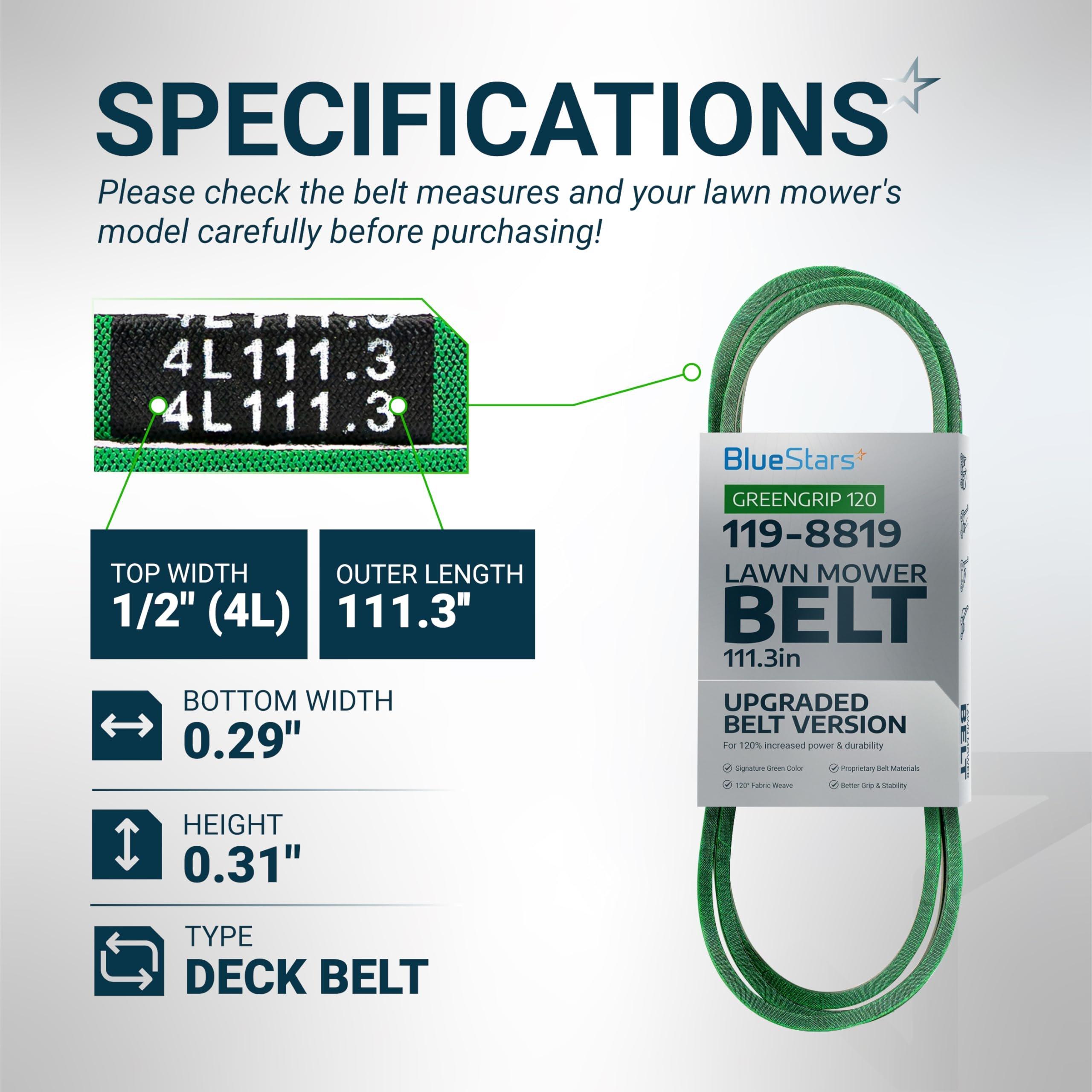 [Upgraded Grip120] 119-8819 Deck Belt for 42 Inch Deck Toro TimeCutter SS4225 SS4235 MX4260 Exmark Quest Zero Turn Mowers 119-8819-SL 147-2924 | 1/2" x 113.3'' image 1