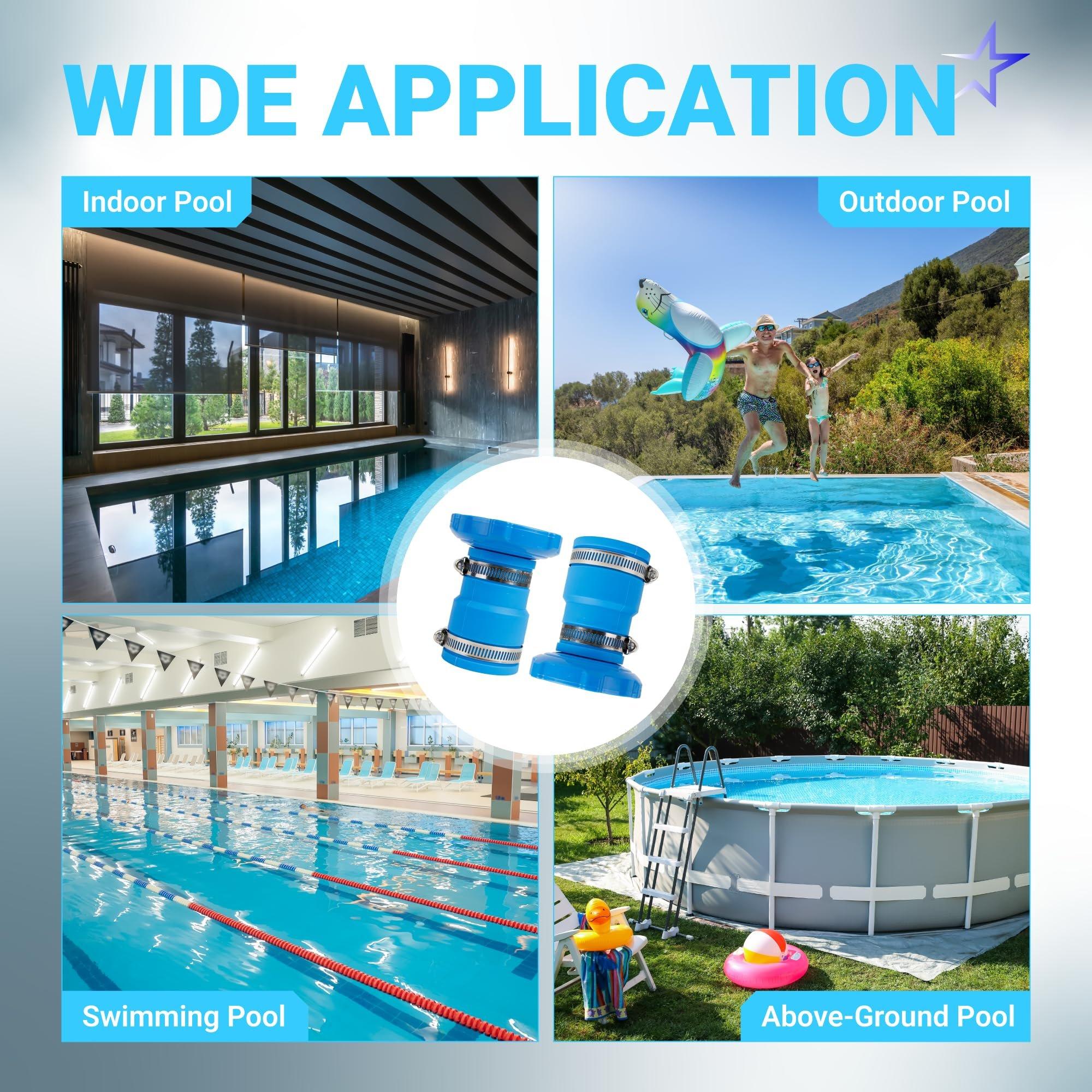 Pool Vacuum Hose Adapter Kit Replacement for Intex Adapter B - Fits 1.25" & 1.5" Above Ground Pool Skimmer Hoses - Includes Flexible Rubber Connectors & Stainless Steel Clamps - Pack of 2 image 9