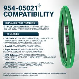 [Upgraded Grip120] 954-05021 Mower Deck Belt - for Cub Cadet Troy Bilt Super Bronco MTD Craftsman Lawn Tractor - Replaces 754-05021 490-501-C062 490-501-M062 | 99.75" x 0.5" thumbnail 5