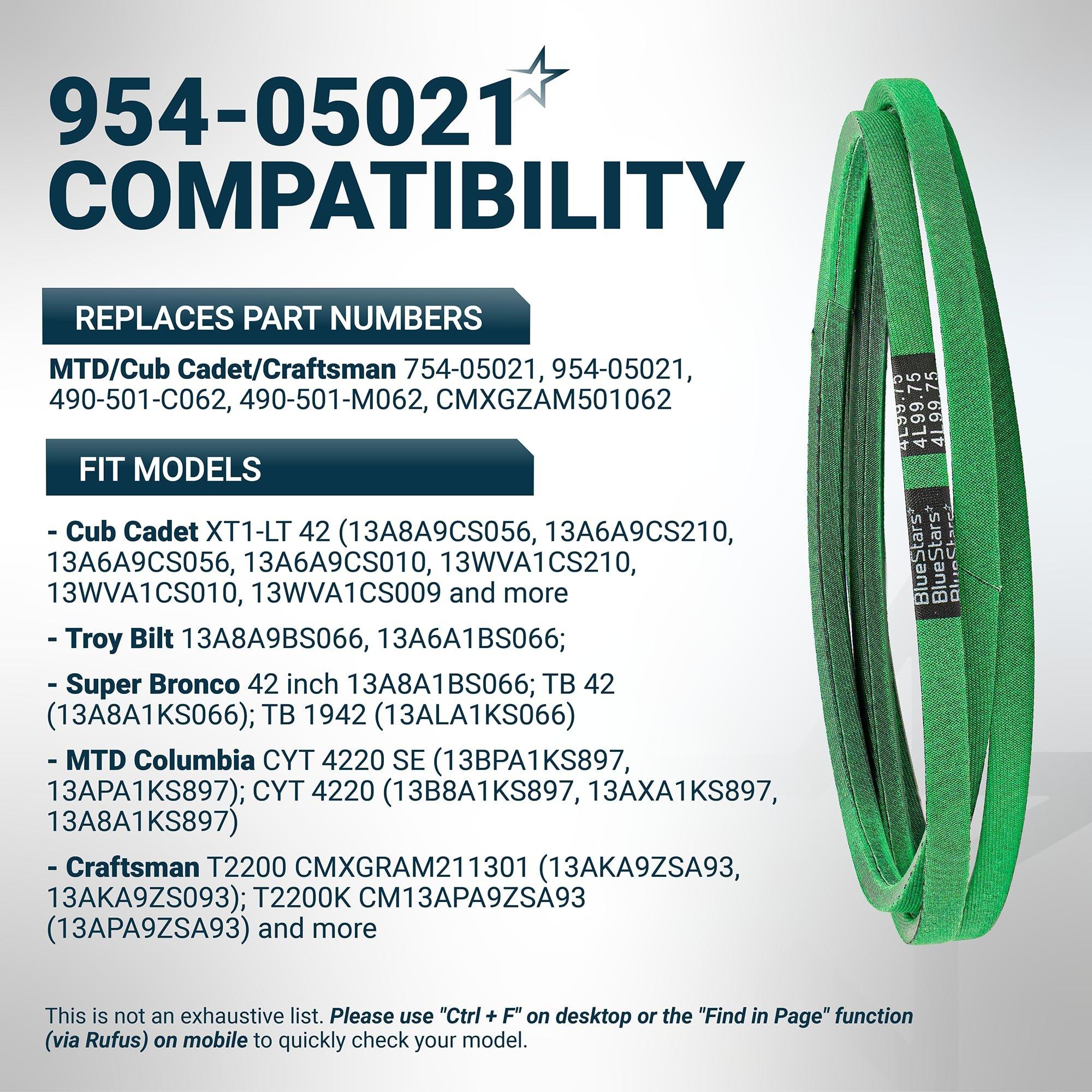 [Upgraded Grip120] 954-05021 Mower Deck Belt - for Cub Cadet Troy Bilt Super Bronco MTD Craftsman Lawn Tractor - Replaces 754-05021 490-501-C062 490-501-M062 | 99.75" x 0.5" image 5