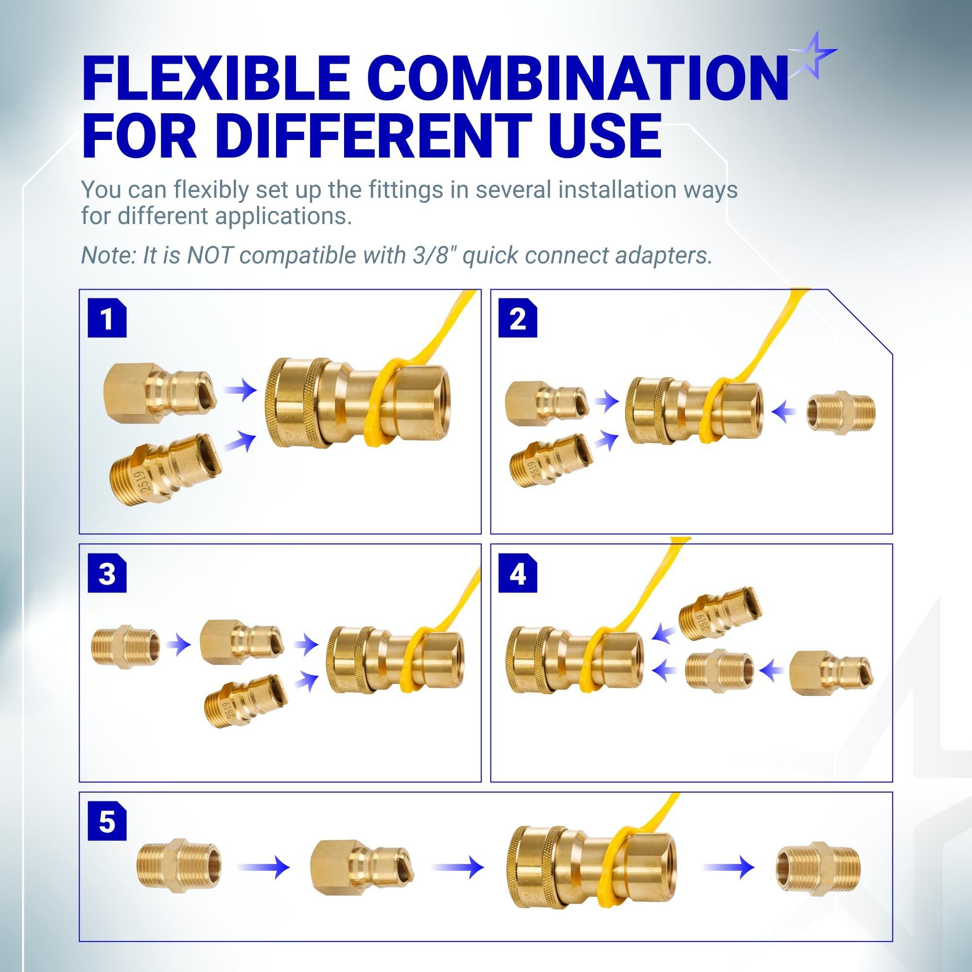 1/2" Gas Pressure Regulator, Adjustable Natural Gas and Liquefied Interchange Pressure Regulator with 2 Brass 1/2" NPT Conversion Adapters for NG/LPG Applications Grill, Heater, Oven, Stove image 5
