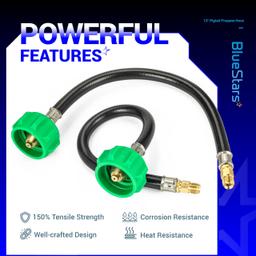 [1/4" Inverted Male Flare] PO2 12" inch Pigtail Propane Hose Connector, Connects QCC1 with Acme Nut - for 2-Stage Auto Changeover Regulator, Connects Propane Cylinder to RV Van Trailer Tank thumbnail 6