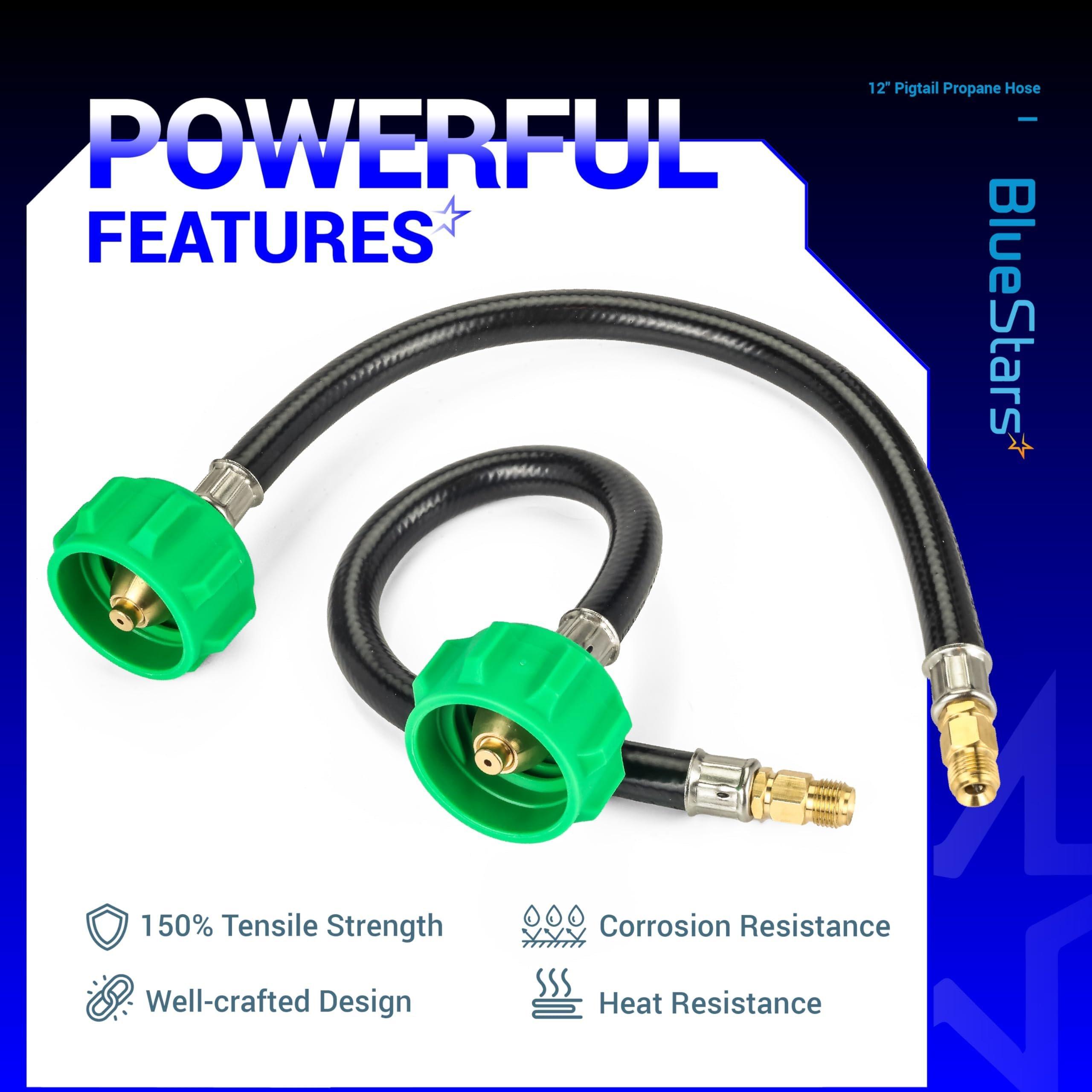 [1/4" Inverted Male Flare] PO2 12" inch Pigtail Propane Hose Connector, Connects QCC1 with Acme Nut - for 2-Stage Auto Changeover Regulator, Connects Propane Cylinder to RV Van Trailer Tank image 6