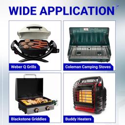 6FT Propane Hose Adapter 1lb to 20lb with QCC1/Type1 for 5-40lb Propane Tanks - for Weber Q, Coleman Camp Stove, Buddy Heater, Blackstone Griddle CGA600 Connection thumbnail 7