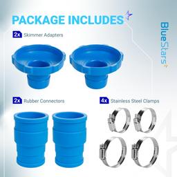 Pool Vacuum Hose Adapter Kit Replacement for Intex Adapter B - Fits 1.25" & 1.5" Above Ground Pool Skimmer Hoses - Includes Flexible Rubber Connectors & Stainless Steel Clamps - Pack of 2 thumbnail 1
