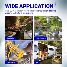 1/2" Gas Pressure Regulator, Adjustable Natural Gas and Liquefied Interchange Pressure Regulator with 2 Brass 1/2" NPT Conversion Adapters for NG/LPG Applications Grill, Heater, Oven, Stove thumbnail 7