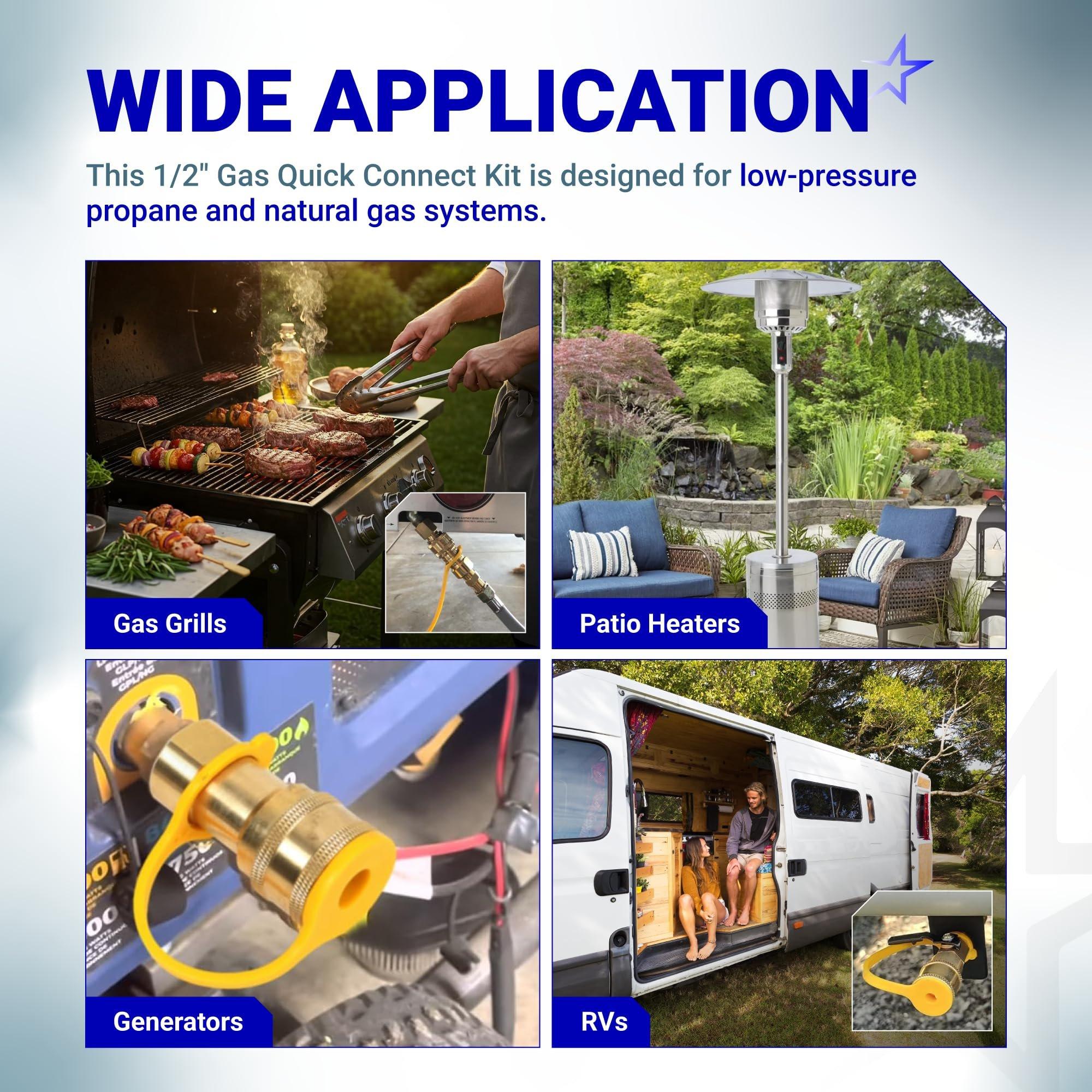 1/2" Gas Pressure Regulator, Adjustable Natural Gas and Liquefied Interchange Pressure Regulator with 2 Brass 1/2" NPT Conversion Adapters for NG/LPG Applications Grill, Heater, Oven, Stove image 7