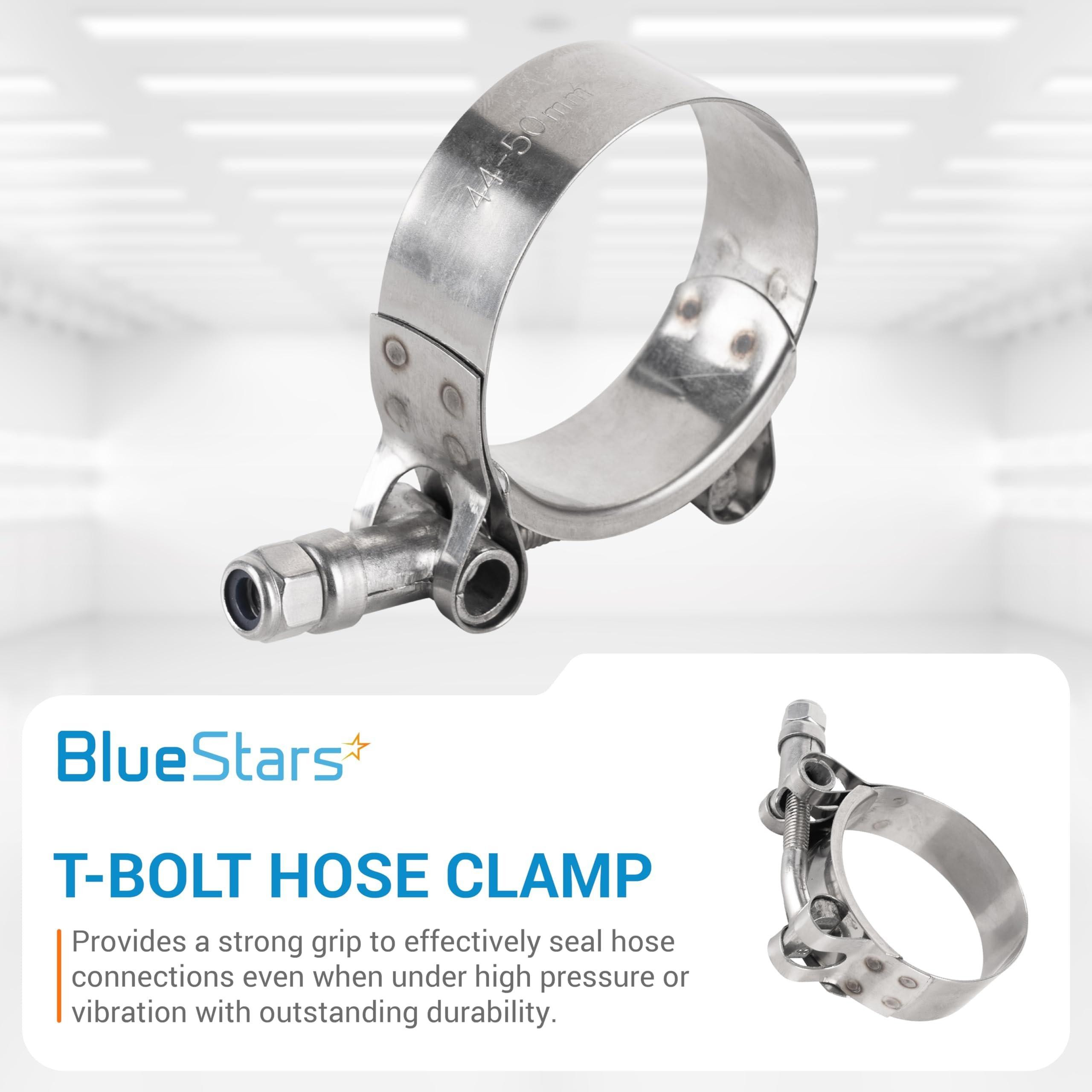 1.5" T-Bolt Hose Clamps with Working Range 44mm - 50mm, 304 Stainless Steel - Compatible with Automotive, Industrial, Marine, Household, Exhaust system, Turbo Intake, Intercooler Pipe - Pack of 2 image 1