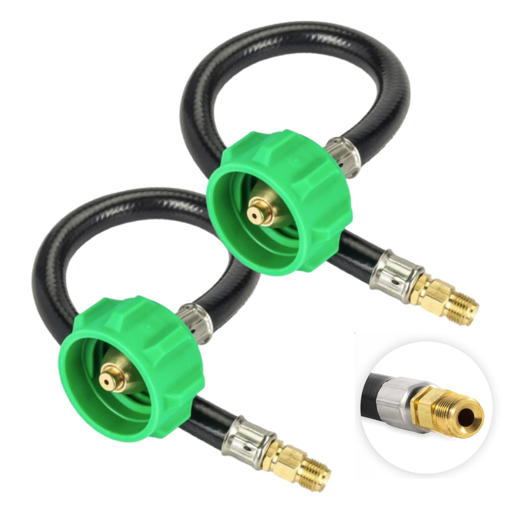 [1/4" Inverted Male Flare] PO2 12" inch Pigtail Propane Hose Connector, Connects QCC1 with Acme Nut - for 2-Stage Auto Changeover Regulator, Connects Propane Cylinder to RV Van Trailer Tank image 0