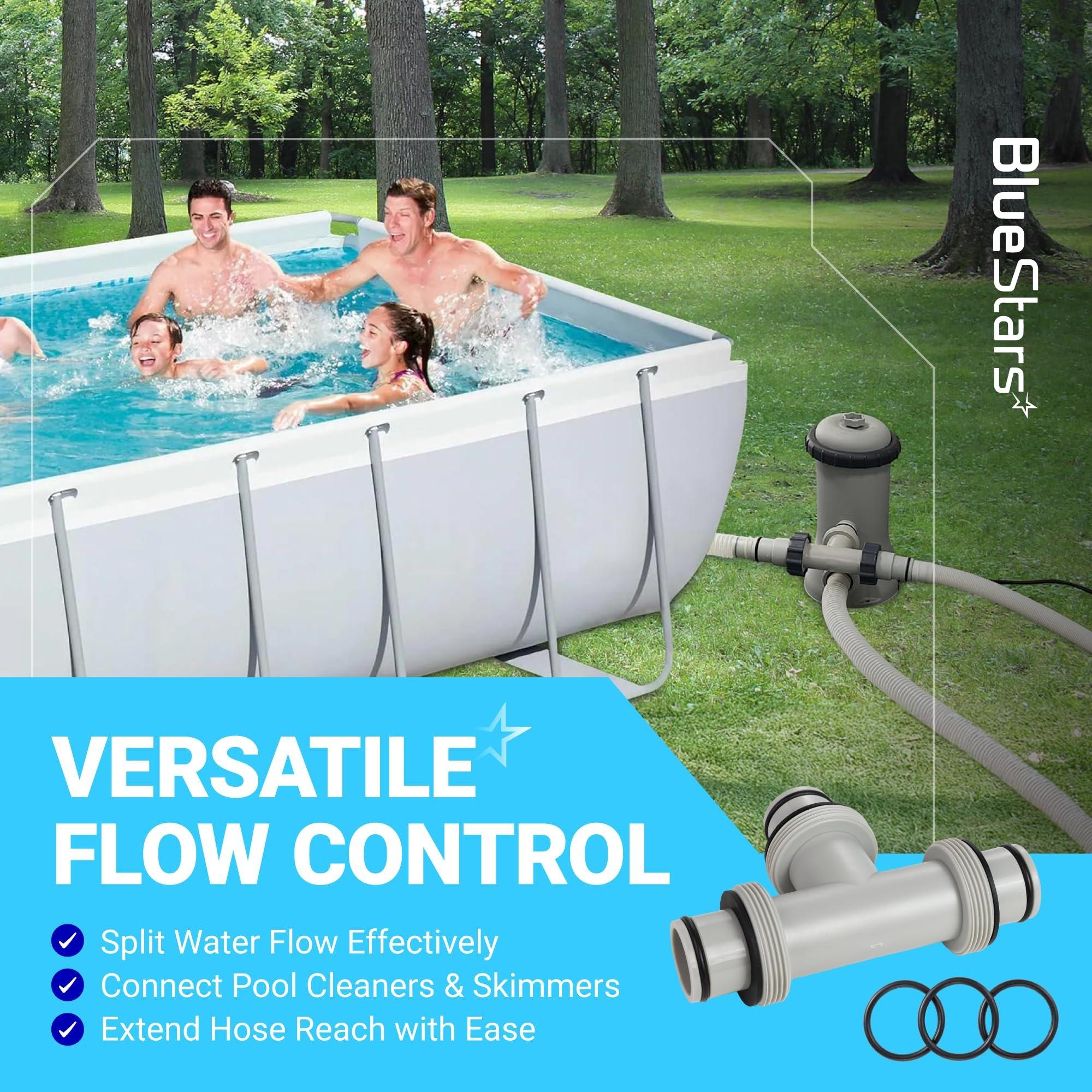 1.5" to 1.5" T-Joint Pool Hose Connector with 3 Rubber O-Rings - 3-Way Filter Pump Hose Adapter for Above Ground Swimming Pool - Replacement for Intex Hayward Coleman Sand Filter Systems image 1