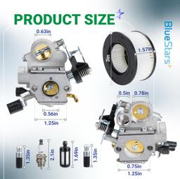 MS391 Carburetor Kit for Stihl MS311 MS311Z MS391C Walbro WTE-9A WTE-17 Chainsaw - Replaces 1140 120 0601 1140 120 0605 1140 120 0600 - Includes Fuel Filter Spark Plug Fuel Line thumbnail 3