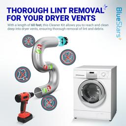 30 Feet Dryer Vent Cleaner Kit with Drill Attachment - Extendable Dryer Vent Cleaner Kit with Brush & 22 Detachable Rods - Compatible with Most Vacuum Cleaner thumbnail 2