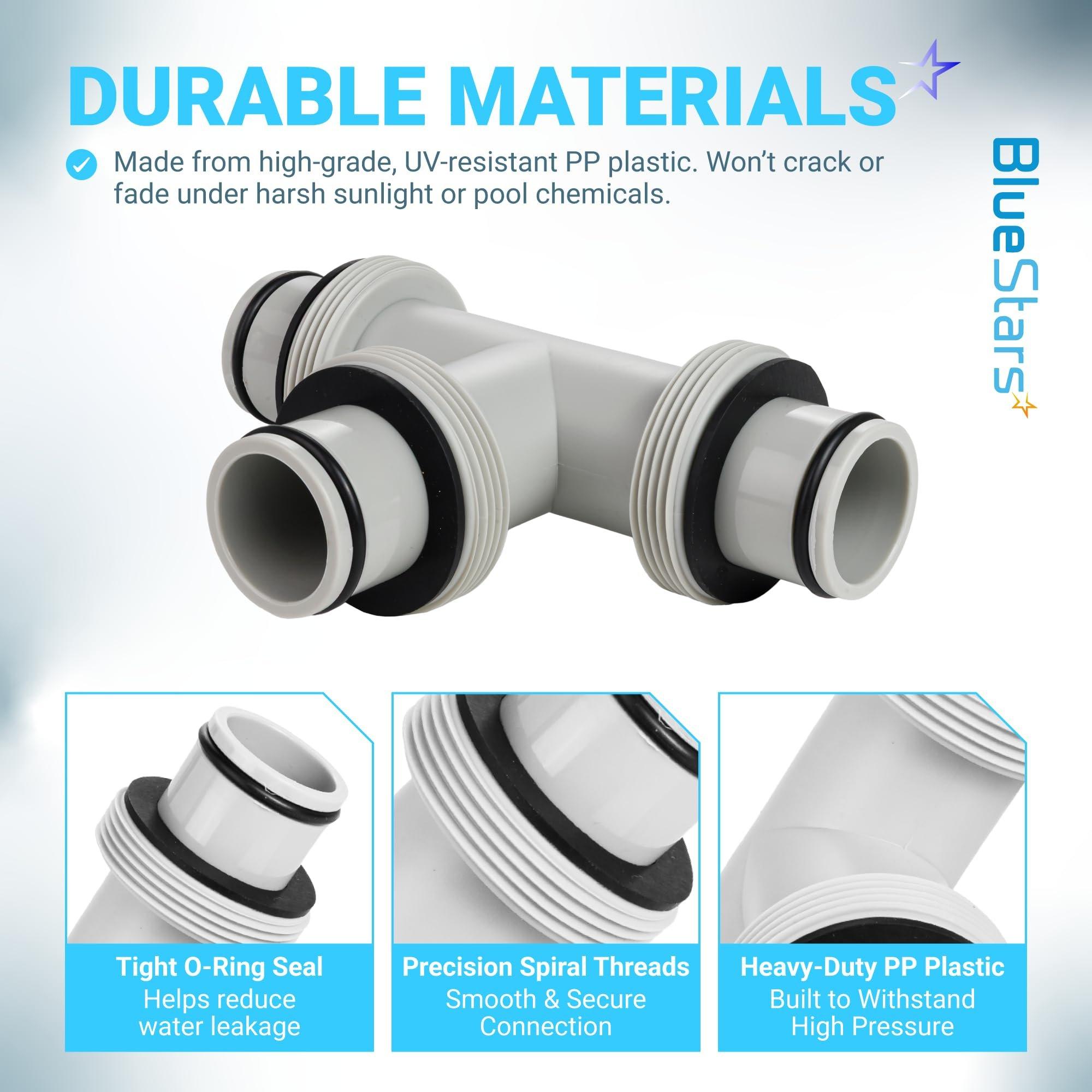 1.5" to 1.5" T-Joint Pool Hose Connector with 3 Rubber O-Rings - 3-Way Filter Pump Hose Adapter for Above Ground Swimming Pool - Replacement for Intex Hayward Coleman Sand Filter Systems image 5