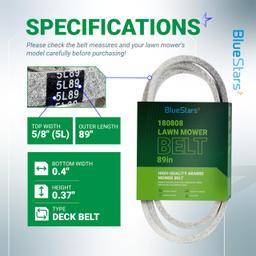 180808 Deck Belt - for 48 inch Deck Husqvarna GT5000 YTH2148 YTH2048 YTH2248 YTH1848XP YTH2448 AYP Craftsman Lawn Mowers - Replaces 532180808 174369 532174369 | 5/8" x 89" thumbnail 1