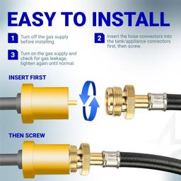 6FT Propane Hose Adapter 1lb to 20lb with QCC1/Type1 for 5-40lb Propane Tanks - for Weber Q, Coleman Camp Stove, Buddy Heater, Blackstone Griddle CGA600 Connection thumbnail 6