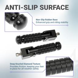 M8 Motorcycle Foldable Foot Pegs - CNC Aluminum 90° Foldable Anti-Slip Footrests - Universal Pedals for Bike E-Bike ATV UTV Dirt Bike Go Kart (Black) - Pack of 2 thumbnail 3