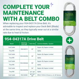 954-04317A Drive Belt - for Cub Cadet RZT-L42 RZT-L46 RZT-L50 RZT-S42 RZT-S46 RZT-S50 MTD Troy Bilt Craftsman Lawn Mower - Replaces 954-04317 490-501-C069 754-04317 | 1/2" x 67" thumbnail 4