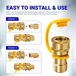 1/2" Gas Pressure Regulator, Adjustable Natural Gas and Liquefied Interchange Pressure Regulator with 2 Brass 1/2" NPT Conversion Adapters for NG/LPG Applications Grill, Heater, Oven, Stove thumbnail 6
