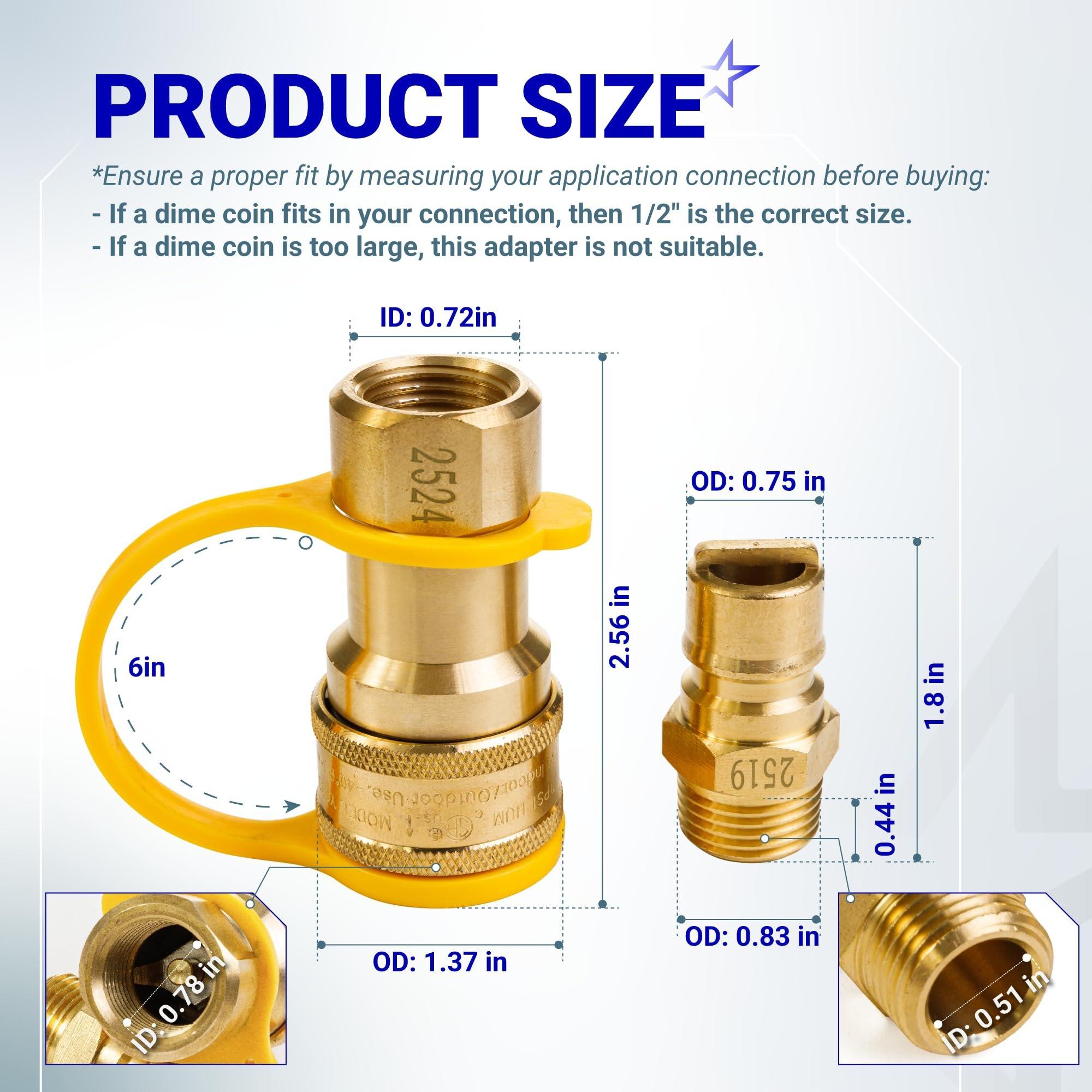 1/2" Gas Pressure Regulator, Adjustable Natural Gas and Liquefied Interchange Pressure Regulator with 2 Brass 1/2" NPT Conversion Adapters for NG/LPG Applications Grill, Heater, Oven, Stove image 3