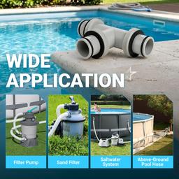 1.5" to 1.5" T-Joint Pool Hose Connector with 3 Rubber O-Rings - 3-Way Filter Pump Hose Adapter for Above Ground Swimming Pool - Replacement for Intex Hayward Coleman Sand Filter Systems thumbnail 6