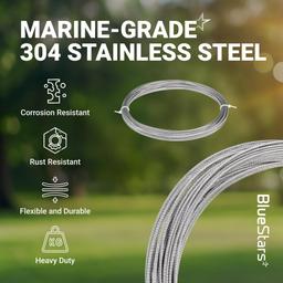 [Lifetime Warranty] 1/16" Wire Rope Kit - 100FT with 25pcs Aluminum Sleeves and 10pcs Thimbles - 7x7 Strand Core Heavy Duty Wire for Deck Railing, String Lights, Garden Trellis and More thumbnail 4