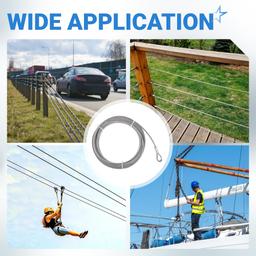 [Lifetime Warranty] 5/16" Wire Rope Kit - 50FT Wire Rope with 8pcs Clip Clamps and 8pcs Thimbles - 7x19 Strand Core Heavy Braided Steel Cable for Boat Lifts, Dock Rigging, Outdoor Use and More thumbnail 6
