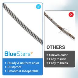 [Lifetime Warranty] 5/16" Wire Rope Kit - 50FT Wire Rope with 8pcs Clip Clamps and 8pcs Thimbles - 7x19 Strand Core Heavy Braided Steel Cable for Boat Lifts, Dock Rigging, Outdoor Use and More thumbnail 7